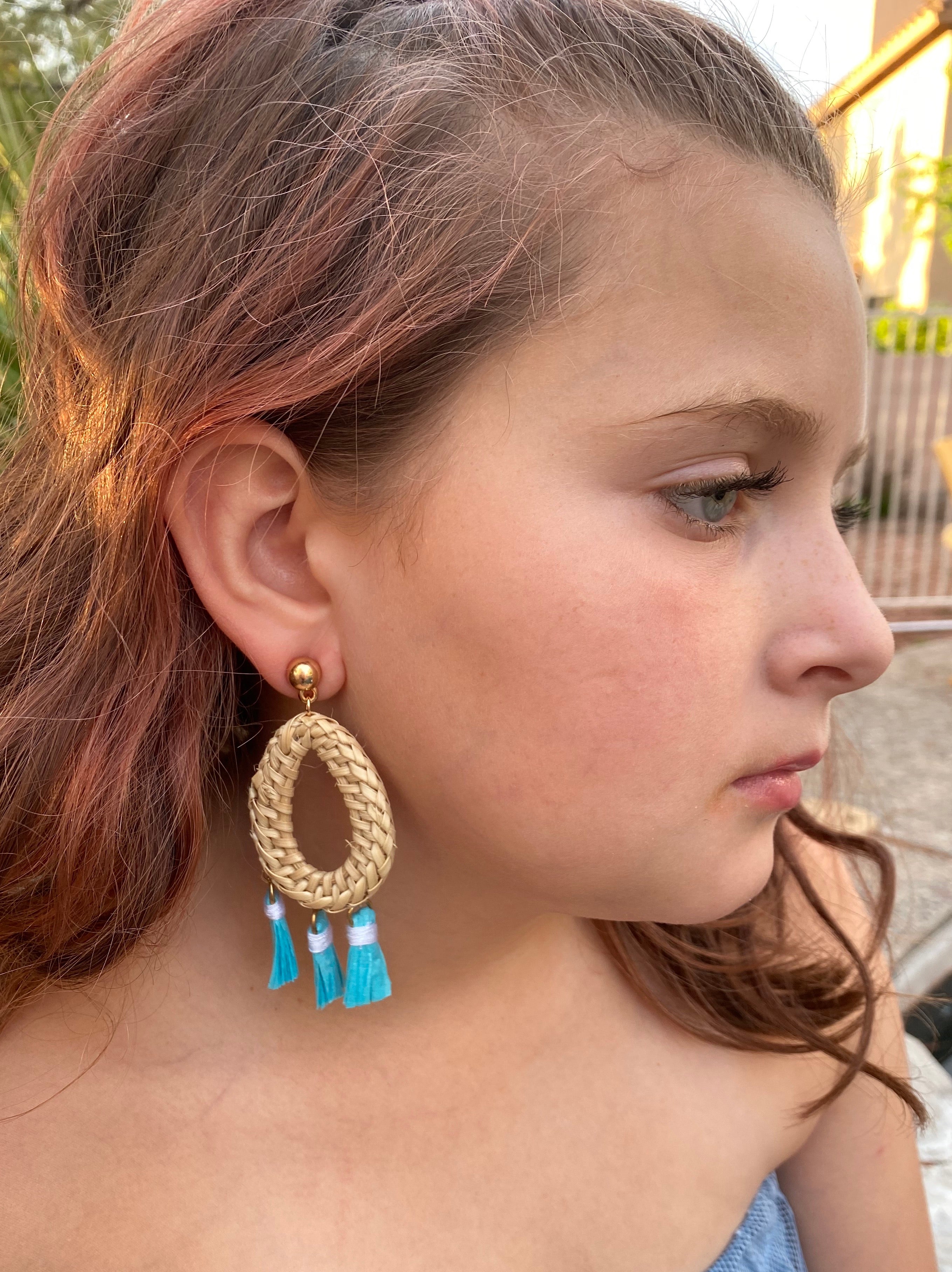 Aquamarine Tassel Earrings — Alexia Viola Napa Valley